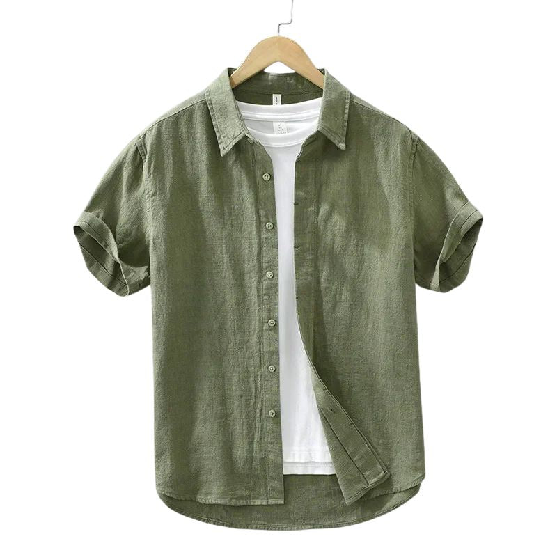 Camisa Masculina Linho Manga Curta Valenteo Alzano