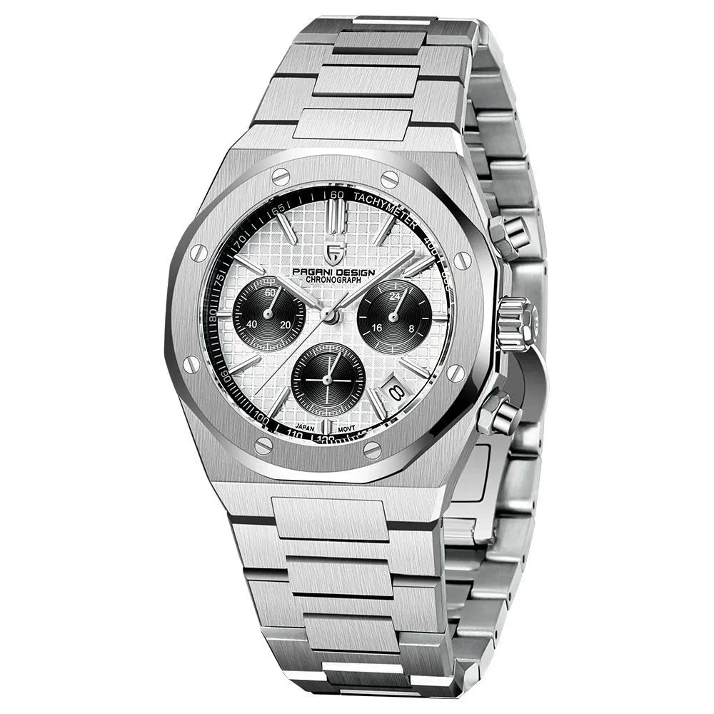 Relógio Masculino Cronógrafo Branco Octagon