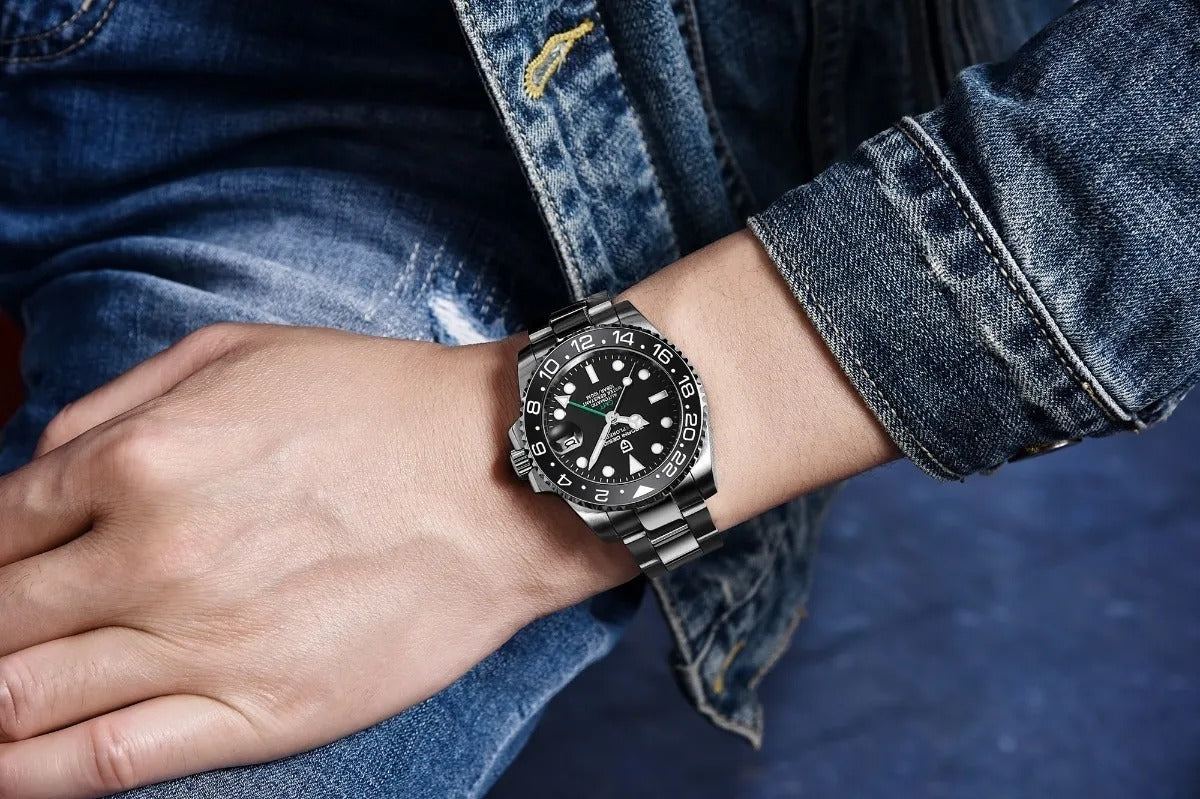 Relógio Automático Preto GMT Date