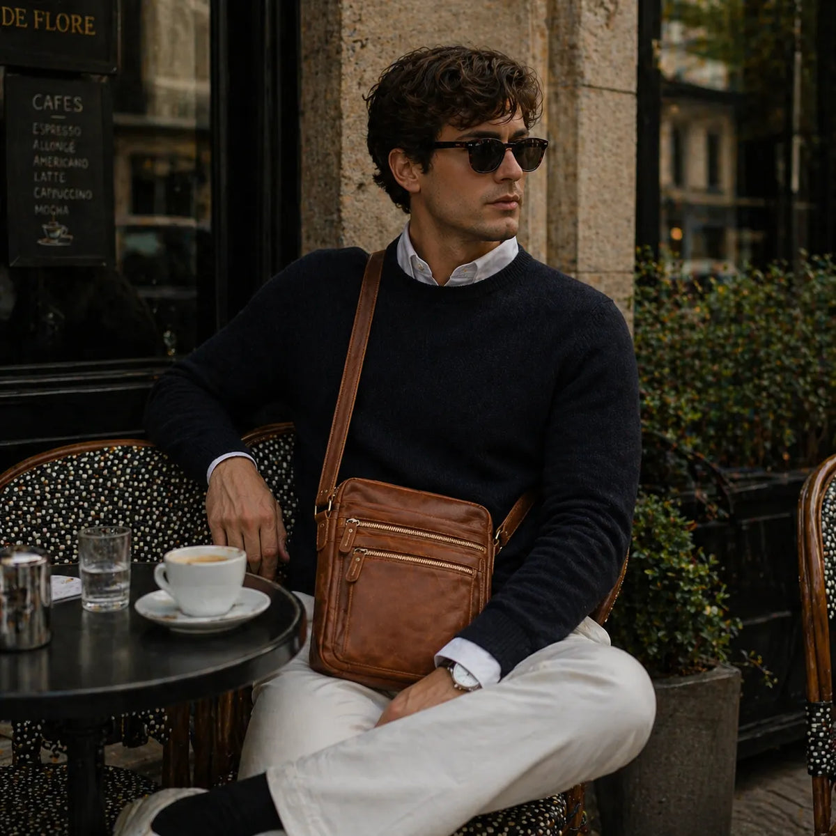 Shoulder Bag Masculina em Couro Legítimo Valenteo Vicenza