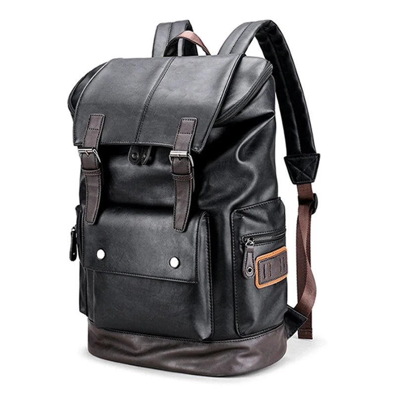 Mochila Executiva Valenteo Bellagio em couro preto vista frontal