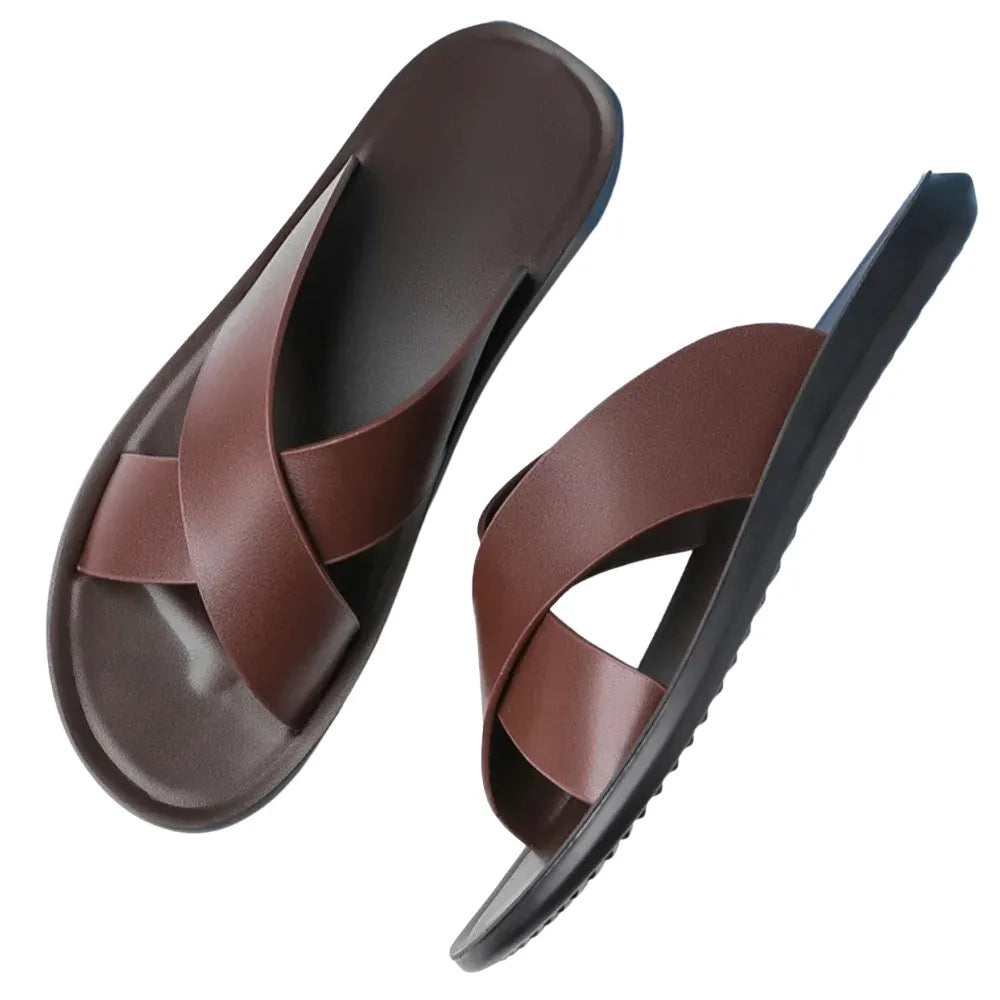 sandália masculina papete couro valenteo verona marrom