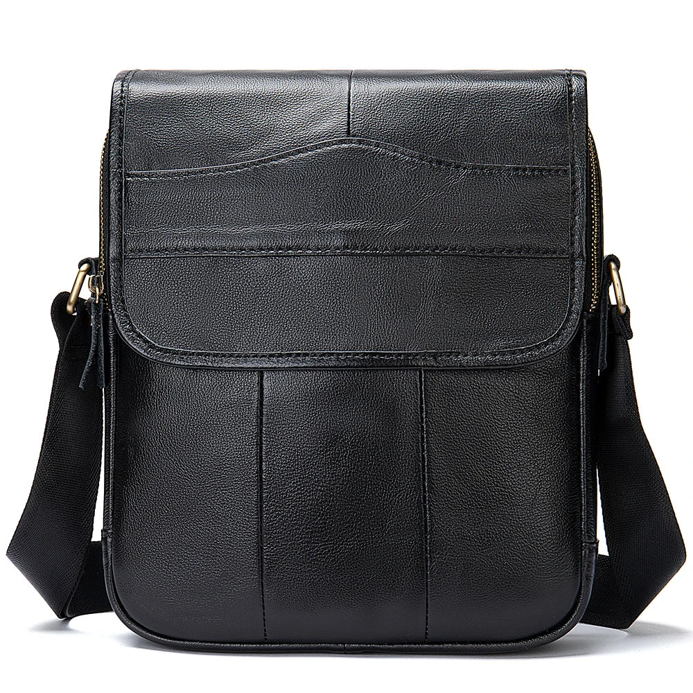 shoulder bag masculina em couro legítimo preta