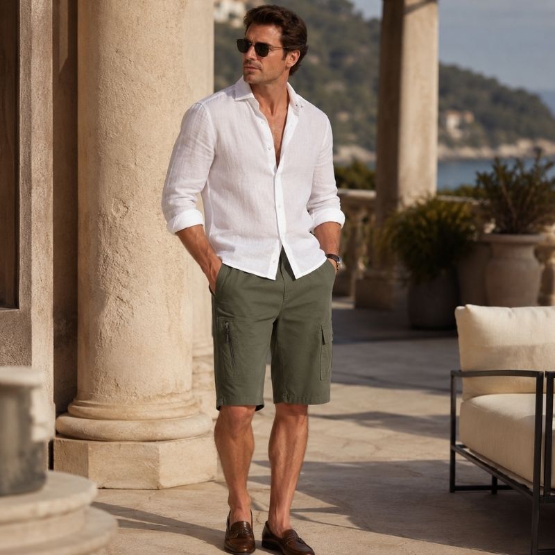 Bermuda Masculina Cargo Valenteo Monticello Verde Militar