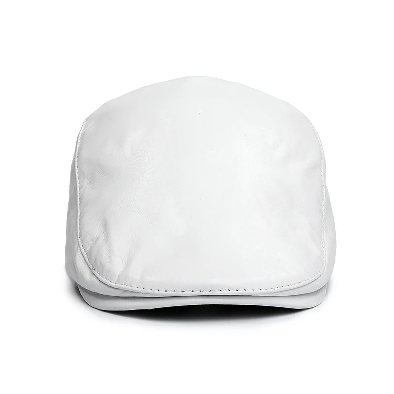 Boina Masculina em Couro branca
