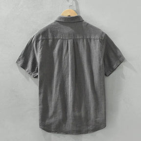 Camisa Masculina Linho Manga Curta Valenteo Alzano Costas
