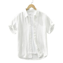 Camisa Masculina Linho Manga Curta Valenteo Alzano Branco