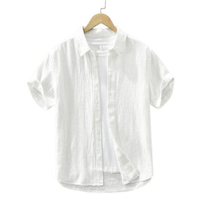Camisa Masculina Linho Manga Curta Valenteo Alzano Branco