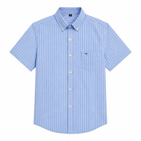 Camisa Masculina Listrada Manga Curta Valenteo Valiano Azul
