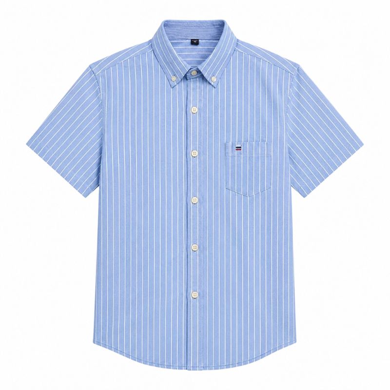 Camisa Masculina Listrada Manga Curta Valenteo Valiano Azul