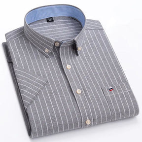 Camisa Masculina Listrada Manga Curta Valenteo Valiano Cinza Listrado