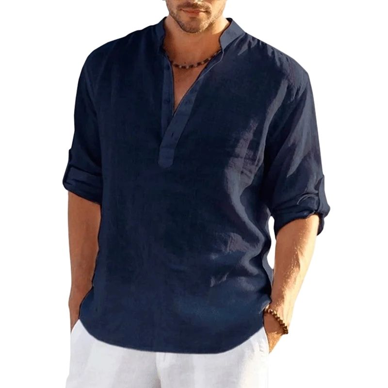 Camisa Masculina Longa Valenteo Castelaro Azul Marinho