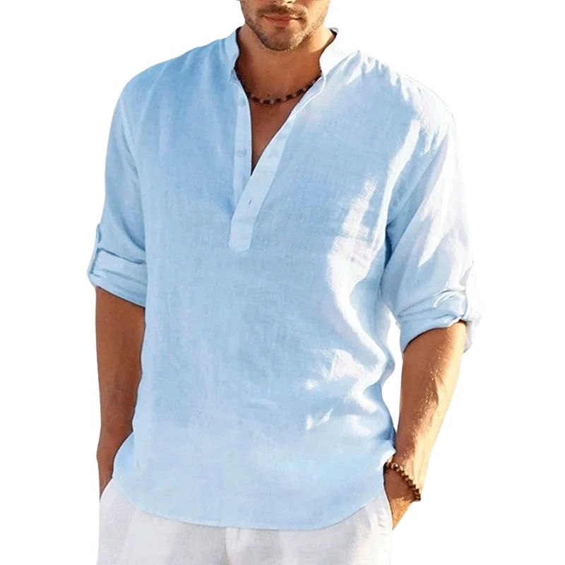 Camisa Masculina Longa Valenteo Castelaro Azul Claro