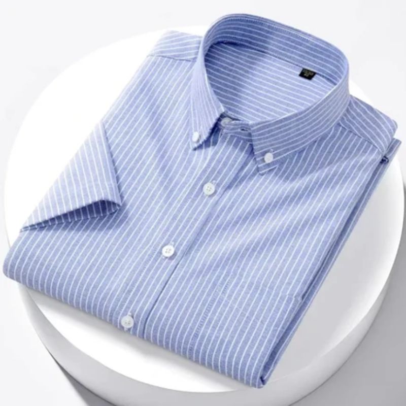 Camisa Masculina Manga Curta Valenteo Leonzio Azul Escuro