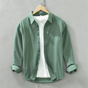 Camisa Masculina Manga Longa em Algodão Valenteo Valmonti Verde