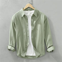 Camisa Masculina Manga Longa em Algodão Valenteo Valmonti Verde Claro
