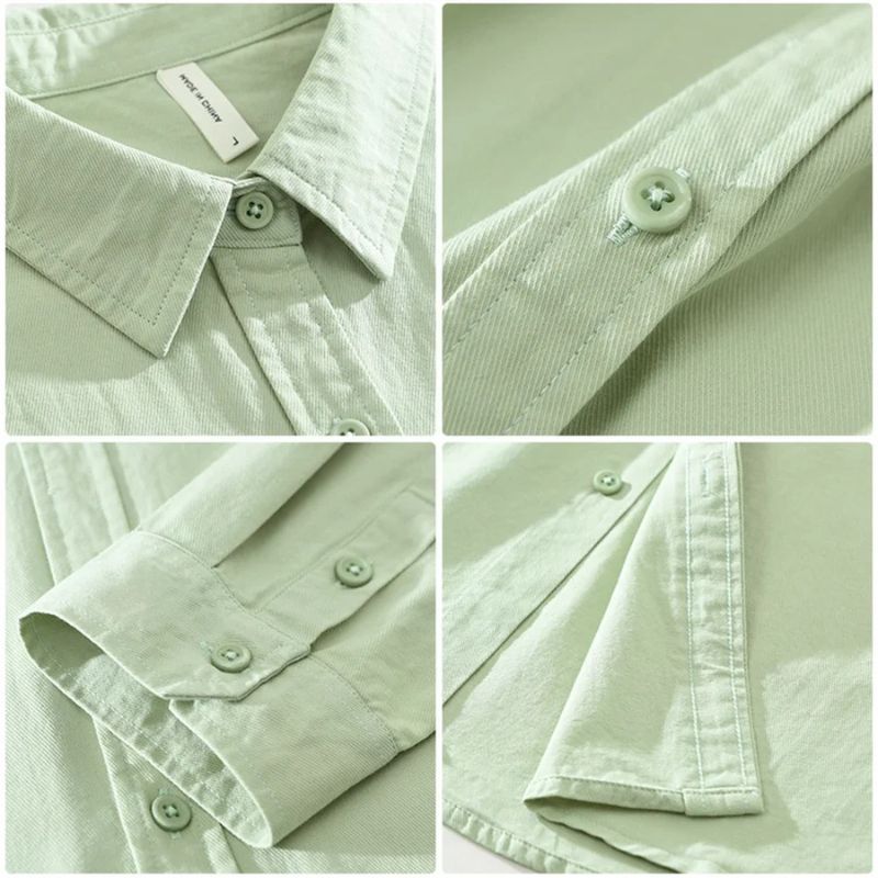 Camisa Masculina Manga Longa em Algodão Valenteo Valmonti Detalhes