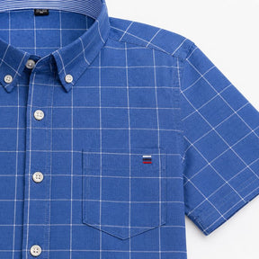 Camisa Masculina Quadriculada Manga Curta Valenteo Treviano Bolso