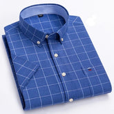 Camisa Masculina Quadriculada Manga Curta Azul Escuro