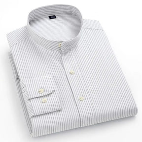 Camisa Masculina Social Listrada em Algodão Valenteo Albrizzi Branco