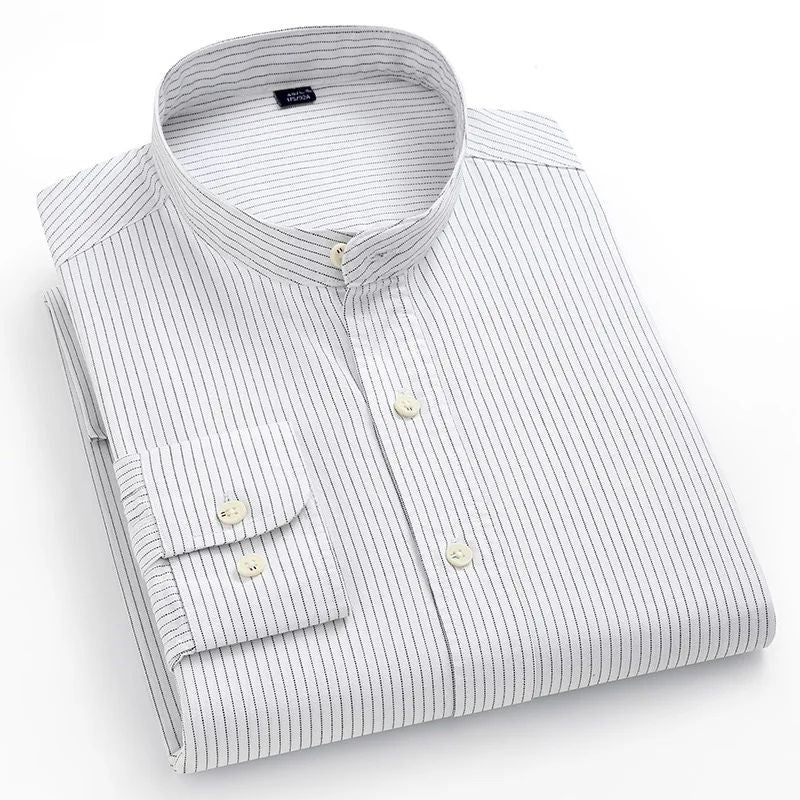 Camisa Masculina Social Listrada em Algodão Valenteo Albrizzi Branco