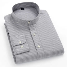 Camisa Masculina Social Listrada em Algodão Valenteo Albrizzi Cinza