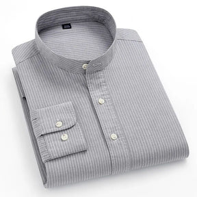 Camisa Masculina Social Listrada em Algodão Valenteo Albrizzi Cinza