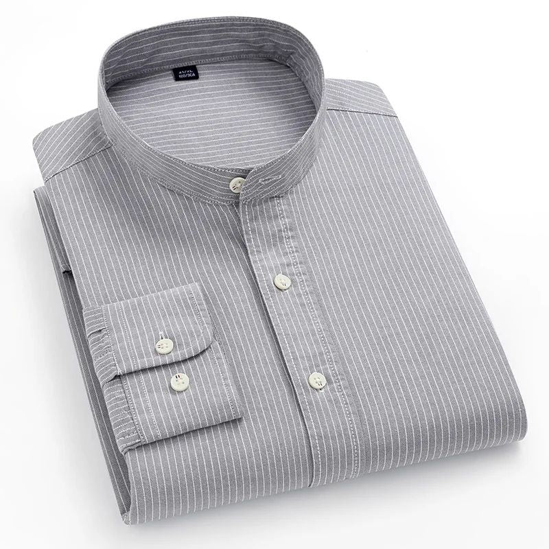 Camisa Masculina Social Listrada em Algodão Valenteo Albrizzi Cinza