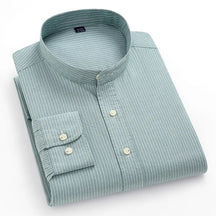 Camisa Masculina Social Listrada em Algodão Valenteo Albrizzi Verde