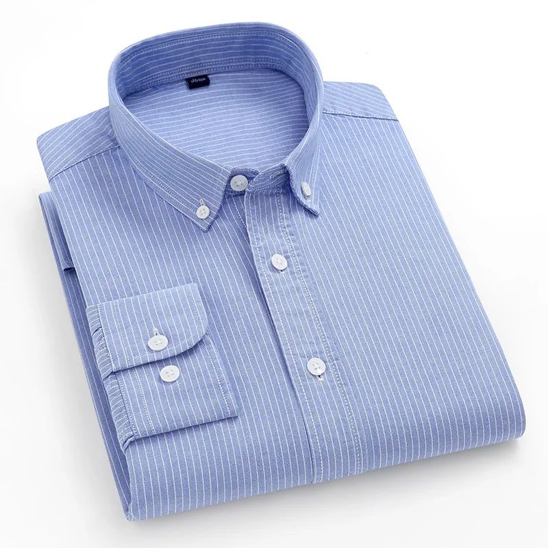 Camisa Masculina Social Listrada em Algodão Valenteo Albrizzi Azul