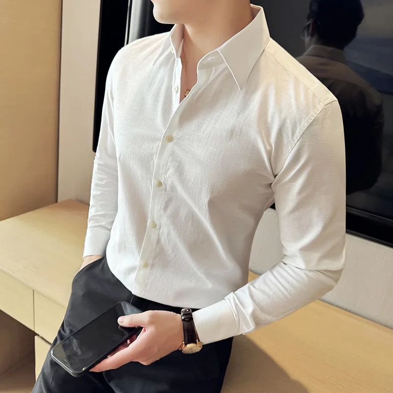 Camisa Masculina Social em Linho e Algodão Valenteo Bellano Social