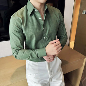 Camisa Masculina Social em Linho e Algodão Valenteo Bellano Casual