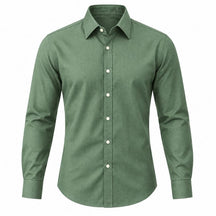 Camisa Masculina Social em Linho e Algodão Valenteo Bellano Verde