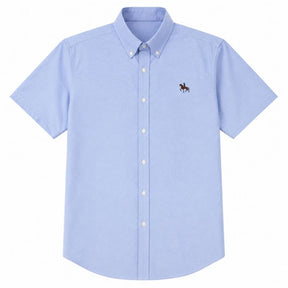 Camisa Masculina de Algodão Manga Curta Valenteo Recanati Azul Claro