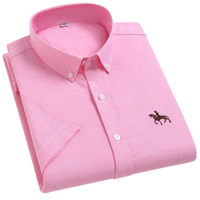 Camisa Masculina de Algodão Manga Curta Valenteo Recanati Rosa