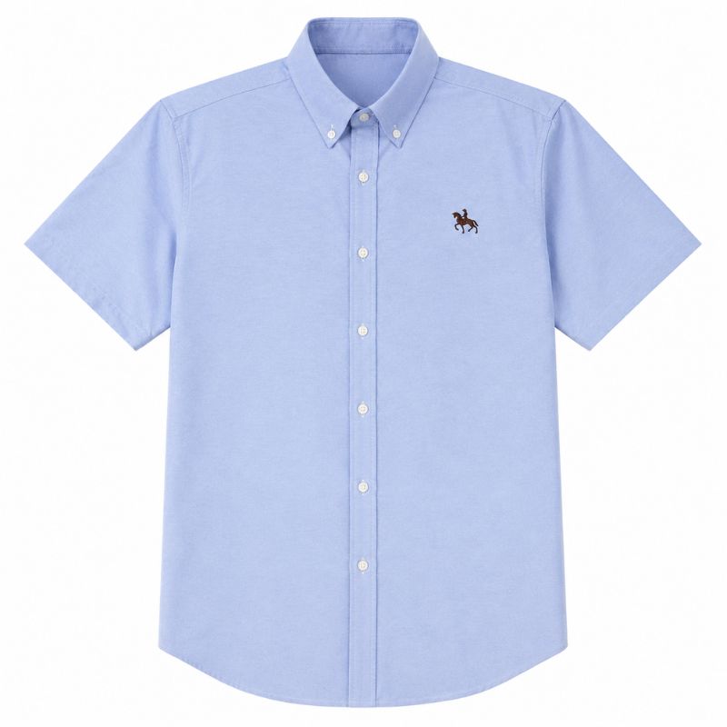 Camisa Masculina de Algodão Manga Curta Valenteo Recanati Azul Claro
