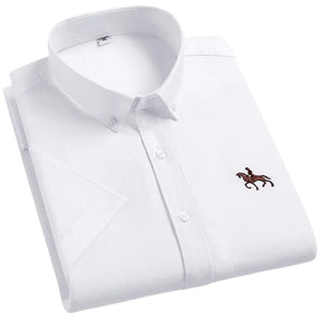 Camisa Masculina de Algodão Manga Curta Valenteo Recanati Branco