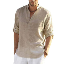 Camisa Masculina em Algodão e Linho Valenteo Biancardi Cáqui