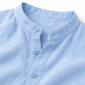 Camisa Masculina em Algodão e Linho Valenteo Biancardi Gola Padre