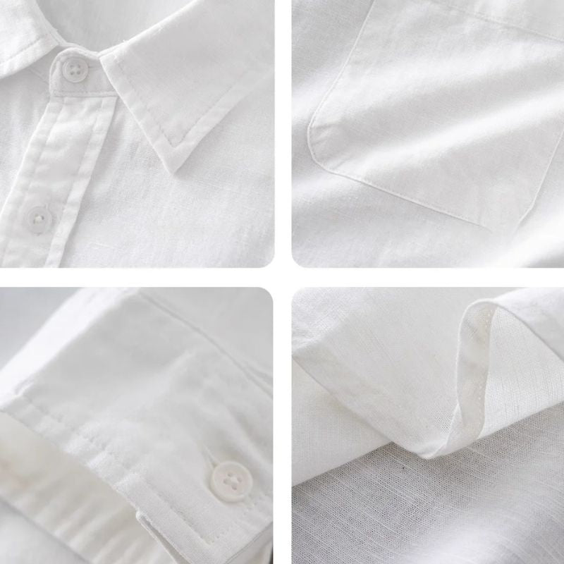 Camisa Masculina em Linho e Algodão Valenteo Donati Detalhes
