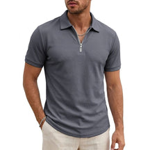 Camiseta Gola Polo Poliester Valenteo Serenzo Cinza com Zíper