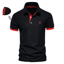 Camiseta Gola Polo Valenteo Caldieri Preto e Vermelho