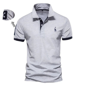 Camiseta Gola Polo Valenteo Caldieri Cinza e Azul