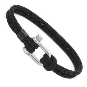 Pulseira Masculina em Aço com Corda Trançada Nauter