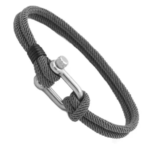 Pulseira Masculina em Aço com Corda Trançada Nauter