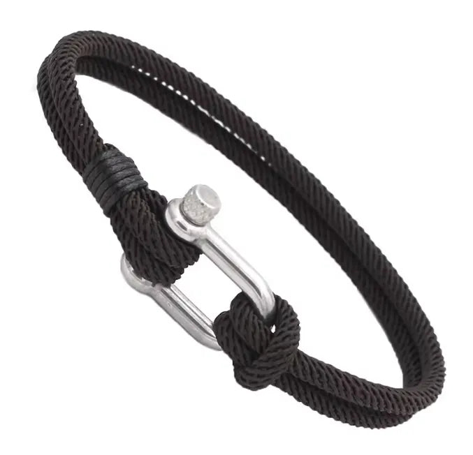 Pulseira Masculina em Aço com Corda Trançada Nauter