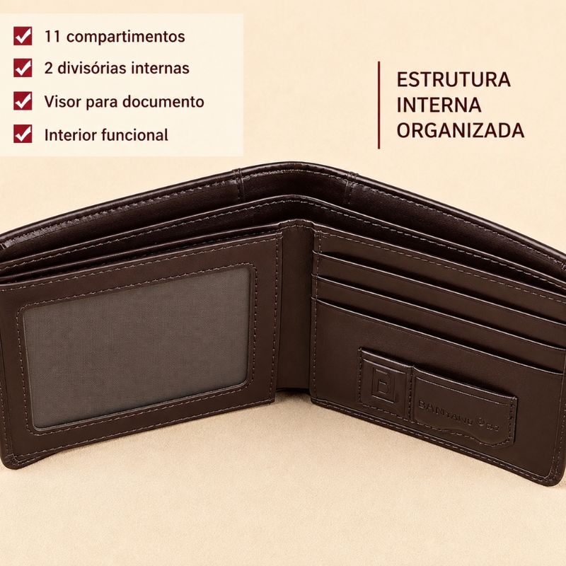 Carteira Masculina em Couro Valenteo Venturo Interna