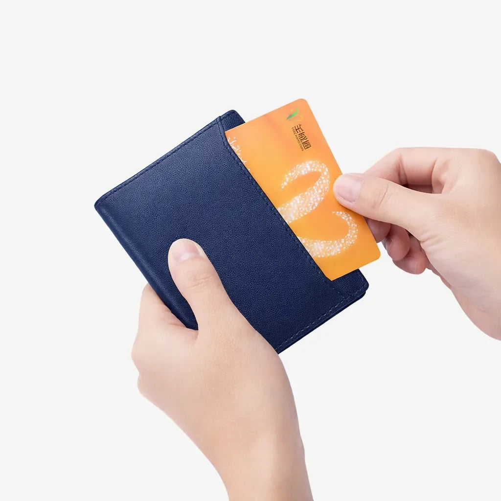 Carteira Masculina Porta-cartões em Couro Valenteo Lazio azul