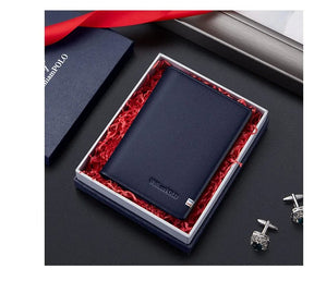Carteira masculina Porta-cartões Valenteo em Couro Azul