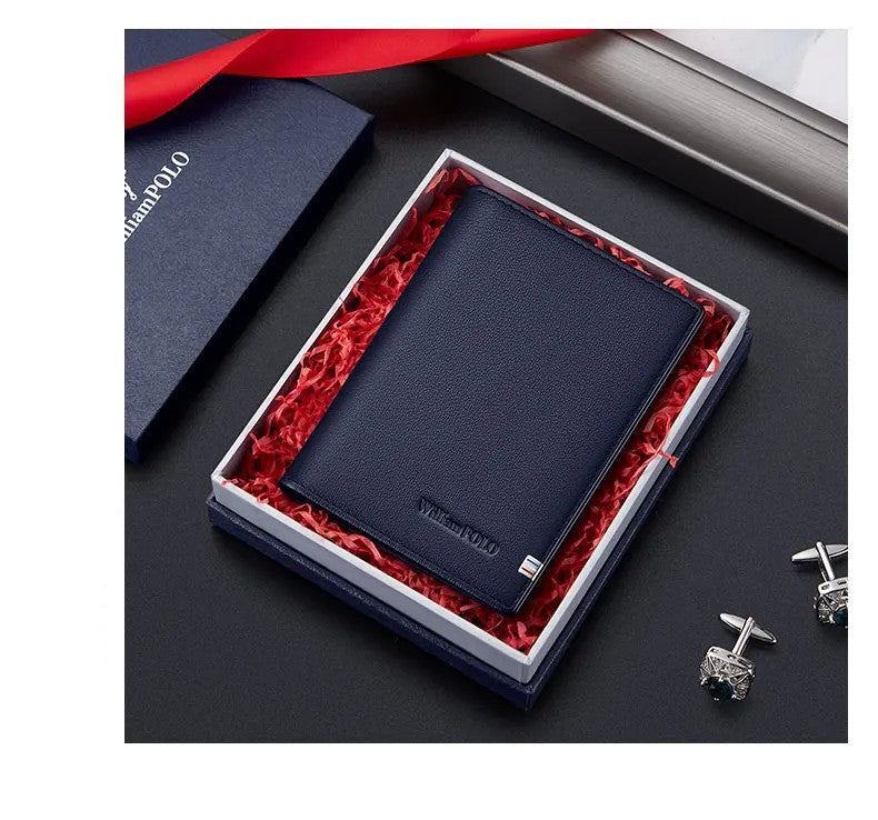 Carteira masculina Porta-cartões Valenteo em Couro Azul